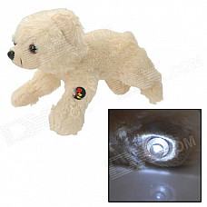 Cute Plush Running Dog Doll Toy w/ White LED - Beige