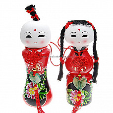 Traditional Ceramic Fortune Blessing Dolls (2-Piece Set)