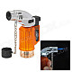 355 1300 Centigrade Windproof Blue Flame Butane Jet Torch Lighter - Translucent Orange + Silver