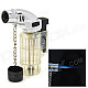 355 1300 Centigrade Windproof Blue Flame Butane Jet Torch Lighter - Translucent White + Silver