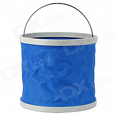 Portable Folding Water Bucket for Car Washing / Camping / Fishing - Blue + White