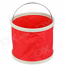 GD776 Foldable Thicken Canvas Bucket for Fishing / Camping / Boating + More - Red + White (9L)