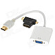 3-in-1 1080P Micro HDMI / Mini HDMI / HDMI to VGA Video Adapter Cable - White (18cm)