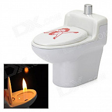 Creative Closestool Shape Yellow Flame Butane Gas Lighter - White