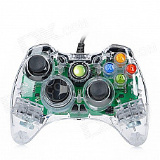 USB Wired Dual-Shock Game Controller JoyStick for Xbox360 / Xbox360 Slim - Transparent (280cm-Cable)