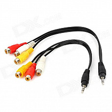 DC3.5 to 3RCA Audio Cable - Black + White + Red + Yellow (2PCS)