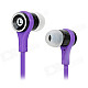 SMZ-601 Stylish Stereo In-Ear Flat Earphones - Purple + Black (3.5mm Plug / 112cm)