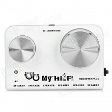 A886 My Hi-Fi 2-CH Computer USB Audio Sound Blaster Speaker Amplifier - White + Black + Silver