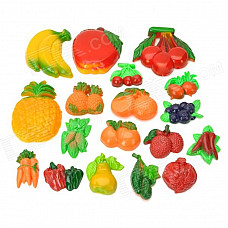 R6844 Cute Fruit + Vegetables Style Plastic Fridge Magnet Stickers - Multicolored (18 PCS)