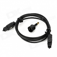 Digital Square Optical Fiber Audio Cable w/ Round Adapter - Black (1m)