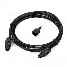 Digital Square Optical Fiber Audio Cable w/ Round Adapter - Black (197cm)