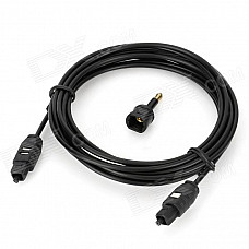 Digital Square Optical Fiber Audio Cable w/ Round Adapter - Black (3m)