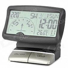 PR-166 3.5" LCD Multifunction Car Digital Compass - Black + Silver (3 x AAA)