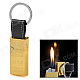 Gold Bar Style Alloy Butane Yellow Flame Jet Lighter w/ PU Leather Keychain - Light-Gold + Black