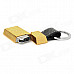 Gold Bar Style Alloy Butane Yellow Flame Jet Lighter w/ PU Leather Keychain - Light-Gold + Black