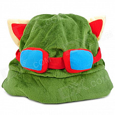 Teemo Pattern Cosplay Plush + PP Cotton Hat / Cap - Green + Red + Blue