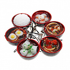 Assorted Cute Japanese Dishes Cellphone Straps (3-Pack)