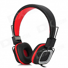 Kanen KM890 Foldable Stereo Headphones w/ Microphone - Black + Red (3.5mm Plug / 150cm-Cable)