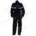 Tanked TRC16 Motorcycling Polyester Reflective Waterproof Rain Coat + Pants - Black + Blue (Size XL)