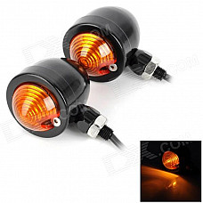 10W Yellow Light Retro Motorcycle Steering Light Lamp - Black + Orange (12V / 2 PCS)