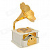 Retro Disc Turntable Phonograph Style Plastic Mechanical Music Box - White + Golden