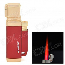 Honest 1# Stainless Steel Windproof Red Butane Jet Torch Lighter - Dark Red + Golden