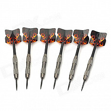 Flame Pattern Electronic Tungsten-Plated Iron + Plastic Darts - Silver + Black (6 PCS)