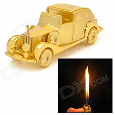 1851 Dragon Pattern Car Style Zinc Alloy Yellow Butane Jet Lighter - Golden