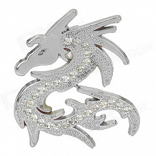 CYS003 DIY Cool 3D Dragon Shape Metal Rhinestone Car Decoration Sticker - Silver