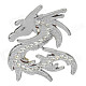 CYS003 DIY Cool 3D Dragon Shape Metal Rhinestone Car Decoration Sticker - Silver