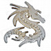 CYS003 DIY Cool 3D Dragon Shape Metal Rhinestone Car Decoration Sticker - Silver