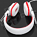 Kanen KM890 Wired Folding Stereo Headphones - White + Red (3.5mm Plug / 1.5m)