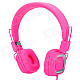 Kanen KM890 Headband Foldable Headphone for Iphone + HTC + Laptop - Deep Pink