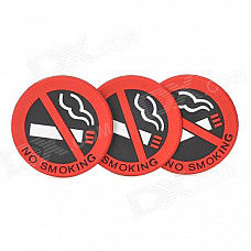 Universal Car Safety Warning Mark No Smoking - Red + Black (3 PCS)