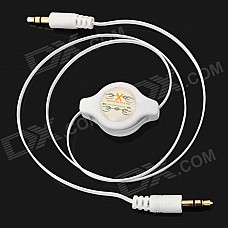 Retractable 3.5mm Male to Male Audio Cable - White (80CM-Length)