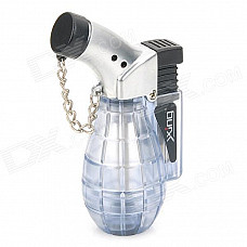 Aluminum Alloy Windproof Butane Gas Lighter - Silver + Translucent Blue