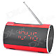 SANSUI A46 3.0" LED 2-CH Bass Media Player Speaker w/ FM / Music Alarm Clock / TF - Red + Black