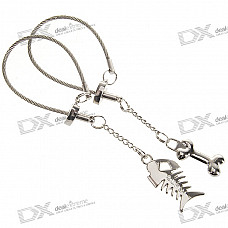 Stainless Steel Fish-and-Bone Keychains (2-Piece Set)