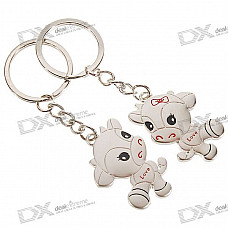 Stainless Steel Year-of-Cow Couple's Keychains (2-Piece Set)