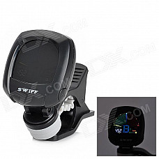 1.1" LCD Color Screen Clip On Chromatic Tuner for Guitar / Bass / Violin / Ukulele - Black