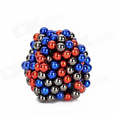 CT-318 5mm Rare Earth Magnet Beads DIY Puzzle Set - DBlue + Red + Grey (216 PCS)