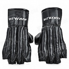 Stylish PU Leather Boxing Training Gloves - Black (Pair)