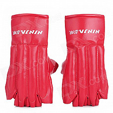 Stylish PU Leather Boxing Training Gloves - Red (Pair)