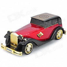 AN-M8 Car Shape Mini 2W MP3 Player Speaker w/ TF Card Slot / USB 2.0 / FM - Black + Red + Golden