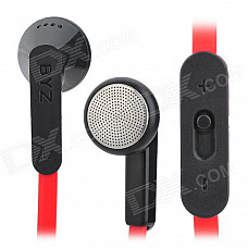 BYZ-S600 Flat In-Ear Earphone w/ Microphone for Iphone 5 - Red (3.5mm Plug / 120cm)