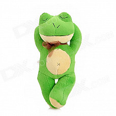 Cute Sleeping Short Plush Frog Doll Toy w/ Bowknot / Suction Cup - Green