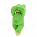 Cute Sleeping Short Plush Frog Doll Toy w/ Bowknot / Suction Cup - Green