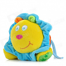 Cute Lion Shaped Pulling Vibration Sound Bed Hanging Toy for Baby - Blue + Yellow