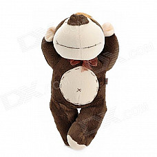 Cute Sleeping Short Plush Pongo Satyrus Doll Toy w/ Bowknot / Suction Cup - Deep Brown