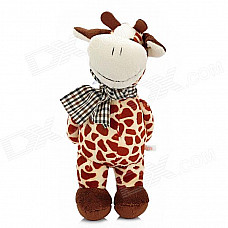 Smilling Short Plush Cow w/ Bowknot / Suction Cup Doll Toy - Brown + White